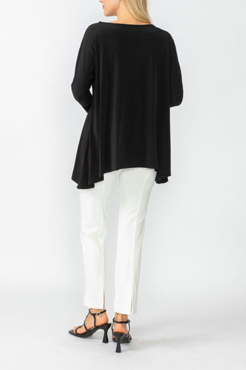 Black Boat Neck Top W/ Rosette